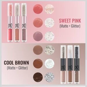 Erinde 6pc Glitter Matte Christmas New Year Holiday Eyeshadow Pink Brown New